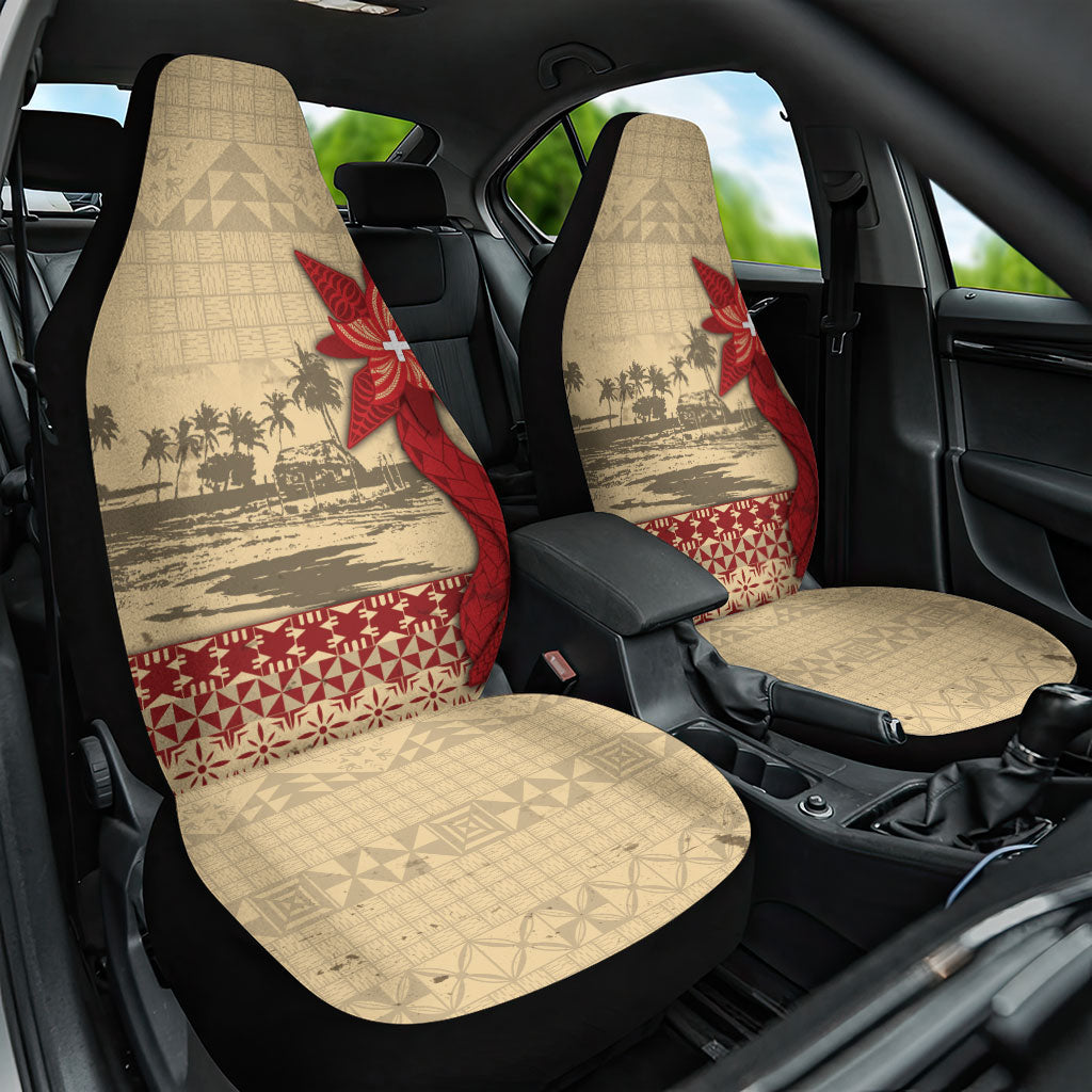 Tonga Language Week Car Seat Cover Tribal Cross Ngatu Floral Pattern