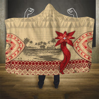 Tonga Language Week Hooded Blanket Tribal Cross Ngatu Floral Pattern