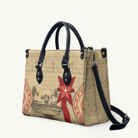 Tonga Language Week Leather Bag Tribal Cross Ngatu Floral Pattern