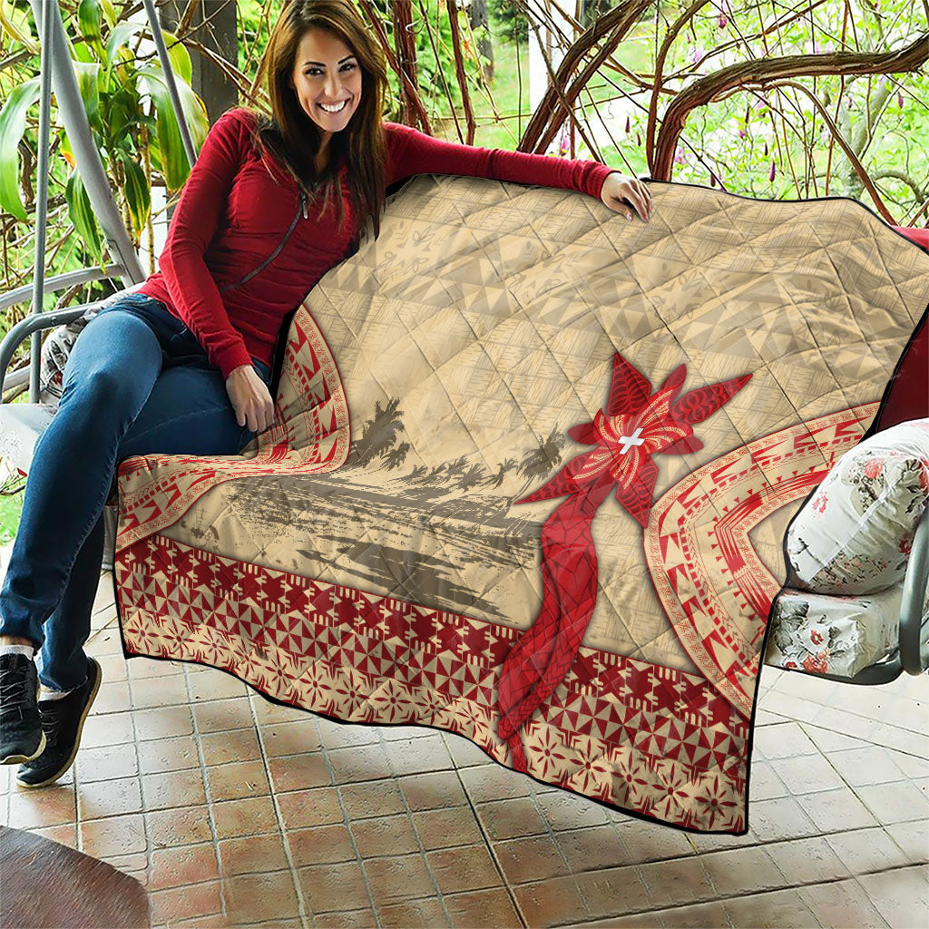 Tonga Language Week Quilt Tribal Cross Ngatu Floral Pattern
