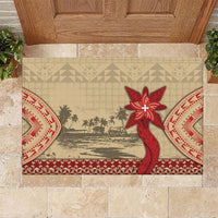 Tonga Language Week Rubber Doormat Tribal Cross Ngatu Floral Pattern