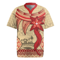 Tonga Language Week Rugby Jersey Tribal Cross Ngatu Floral Pattern