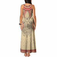 Tonga Language Week Tank Maxi Dress Tribal Cross Ngatu Floral Pattern