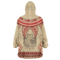 Tonga Language Week Wearable Blanket Hoodie Tribal Cross Ngatu Floral Pattern