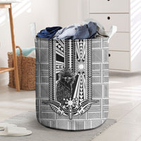 Mabuhay Philippines Festival Laundry Basket Philippine Eagle Sun Three Stars Barong Pattern DT05 Gray - Polynesian Pride