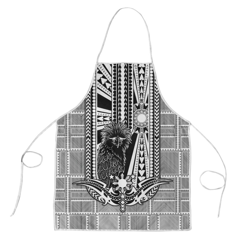 Mabuhay Philippines Festival Apron Philippine Eagle Sun Three Stars Barong Pattern DT05 Gray - Polynesian Pride