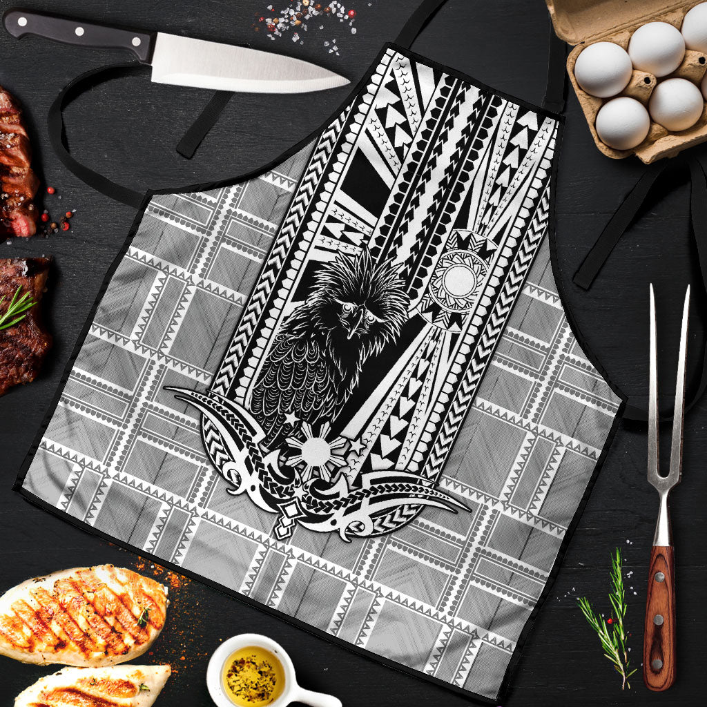 Mabuhay Philippines Festival Apron Philippine Eagle Sun Three Stars Barong Pattern DT05 Gray - Polynesian Pride