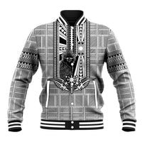 Mabuhay Philippines Festival Baseball Jacket Philippine Eagle Sun Three Stars Barong Pattern DT05 Unisex Gray - Polynesian Pride