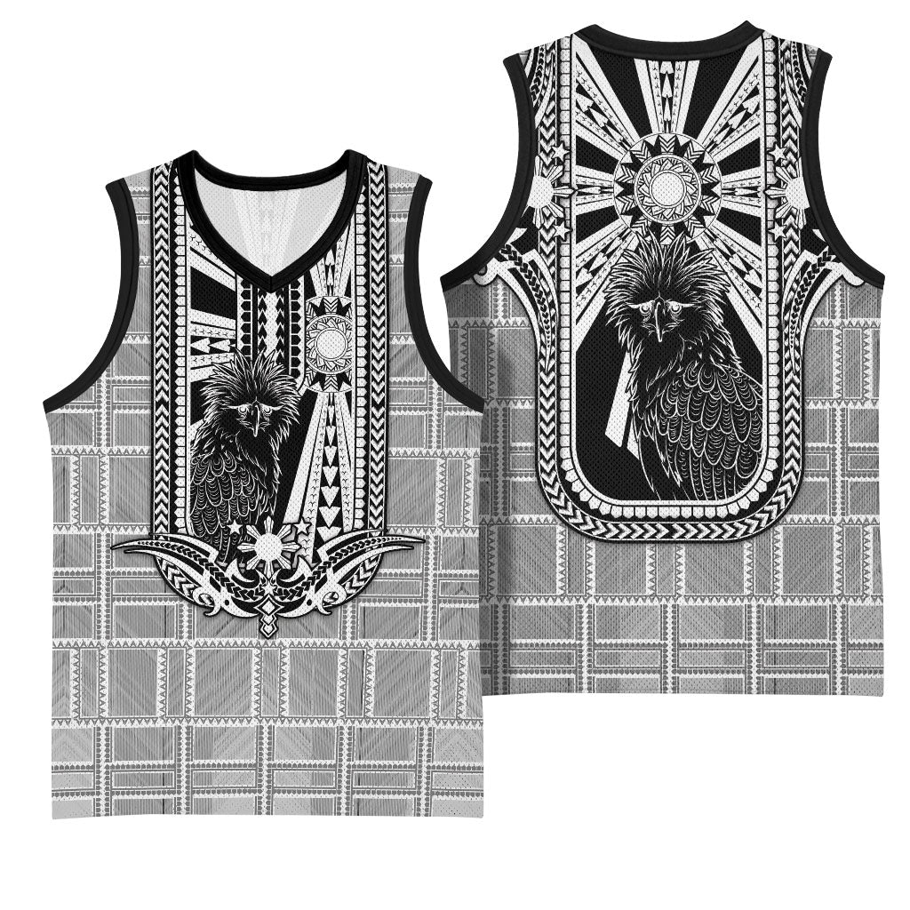 Mabuhay Philippines Festival Basketball Jersey Philippine Eagle Sun Three Stars Barong Pattern DT05 - Polynesian Pride