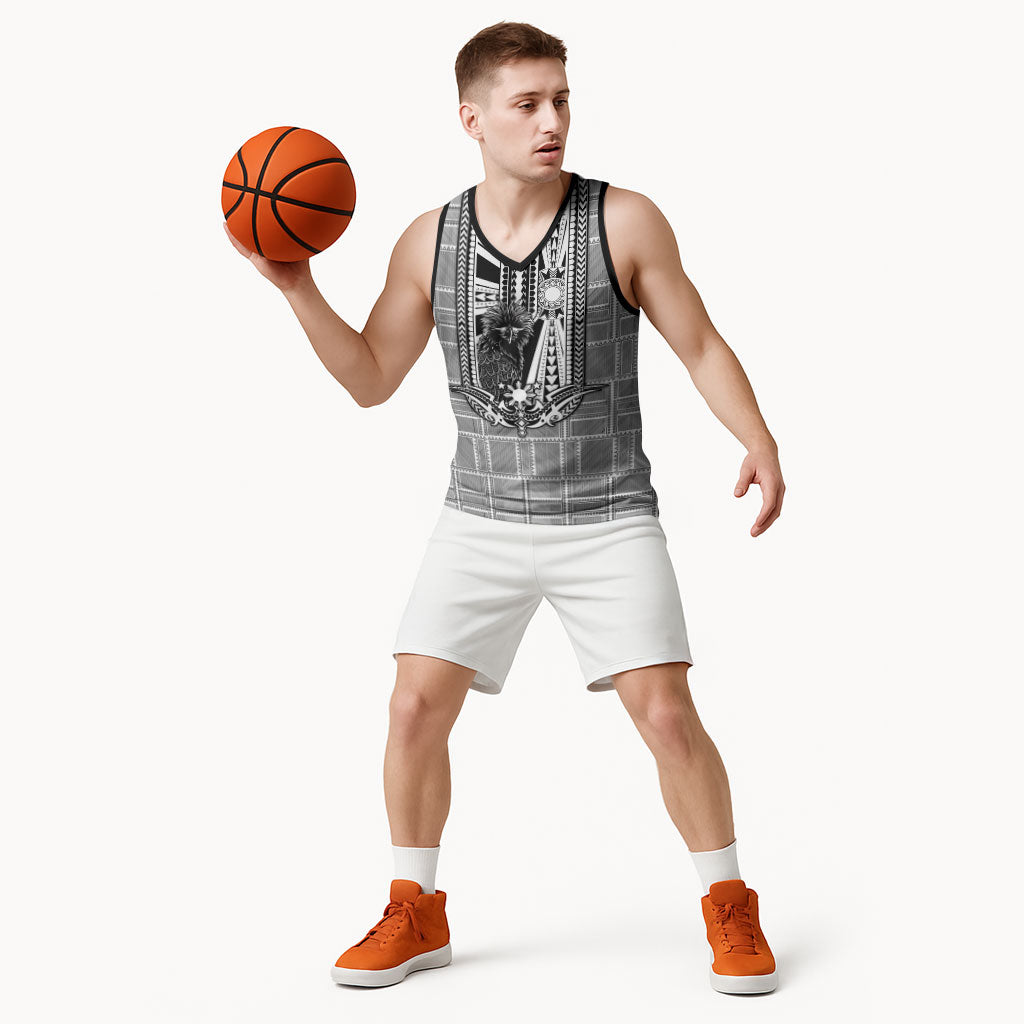 Mabuhay Philippines Festival Basketball Jersey Philippine Eagle Sun Three Stars Barong Pattern DT05 - Polynesian Pride