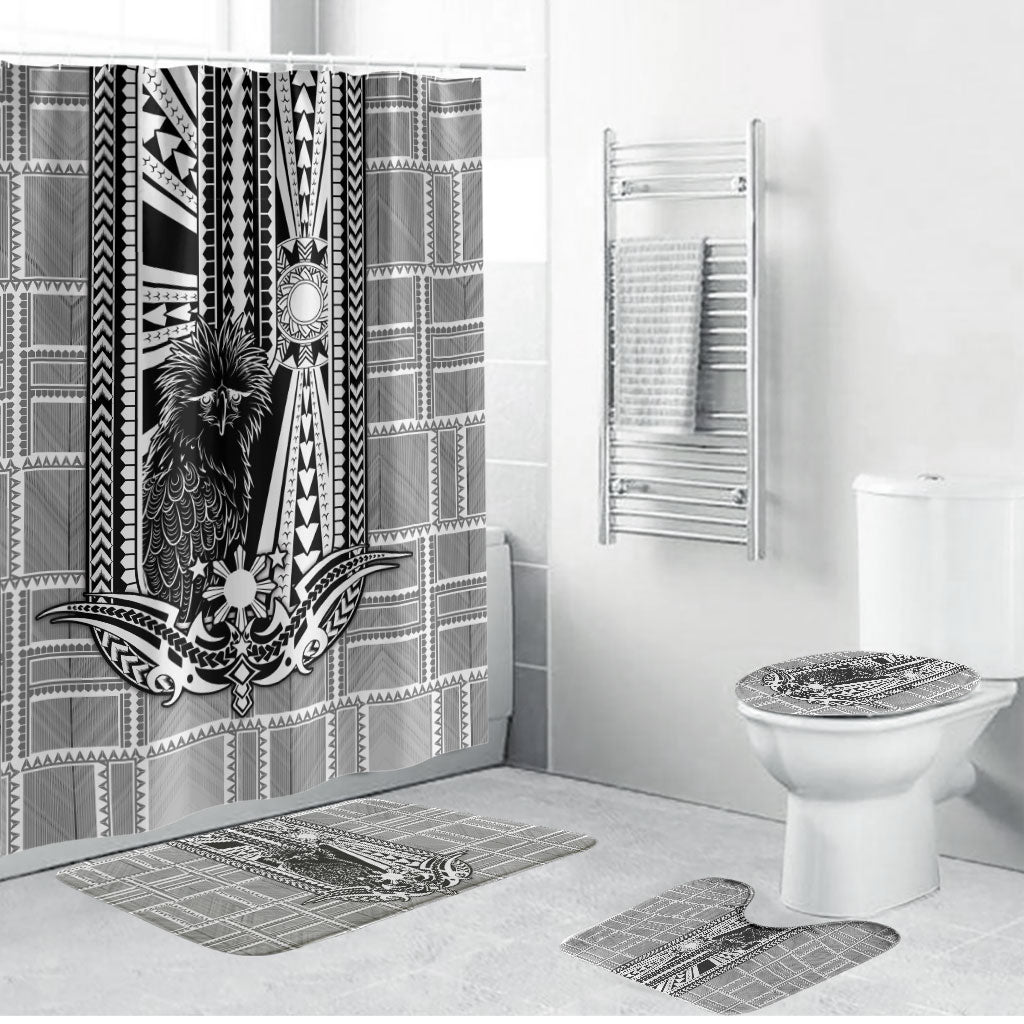 Mabuhay Philippines Festival Bathroom Set Philippine Eagle Sun Three Stars Barong Pattern DT05 Bathroom Set (4 pcs) Gray - Polynesian Pride