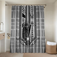 Mabuhay Philippines Festival Bathroom Set Philippine Eagle Sun Three Stars Barong Pattern DT05 Shower Curtain Only Gray - Polynesian Pride