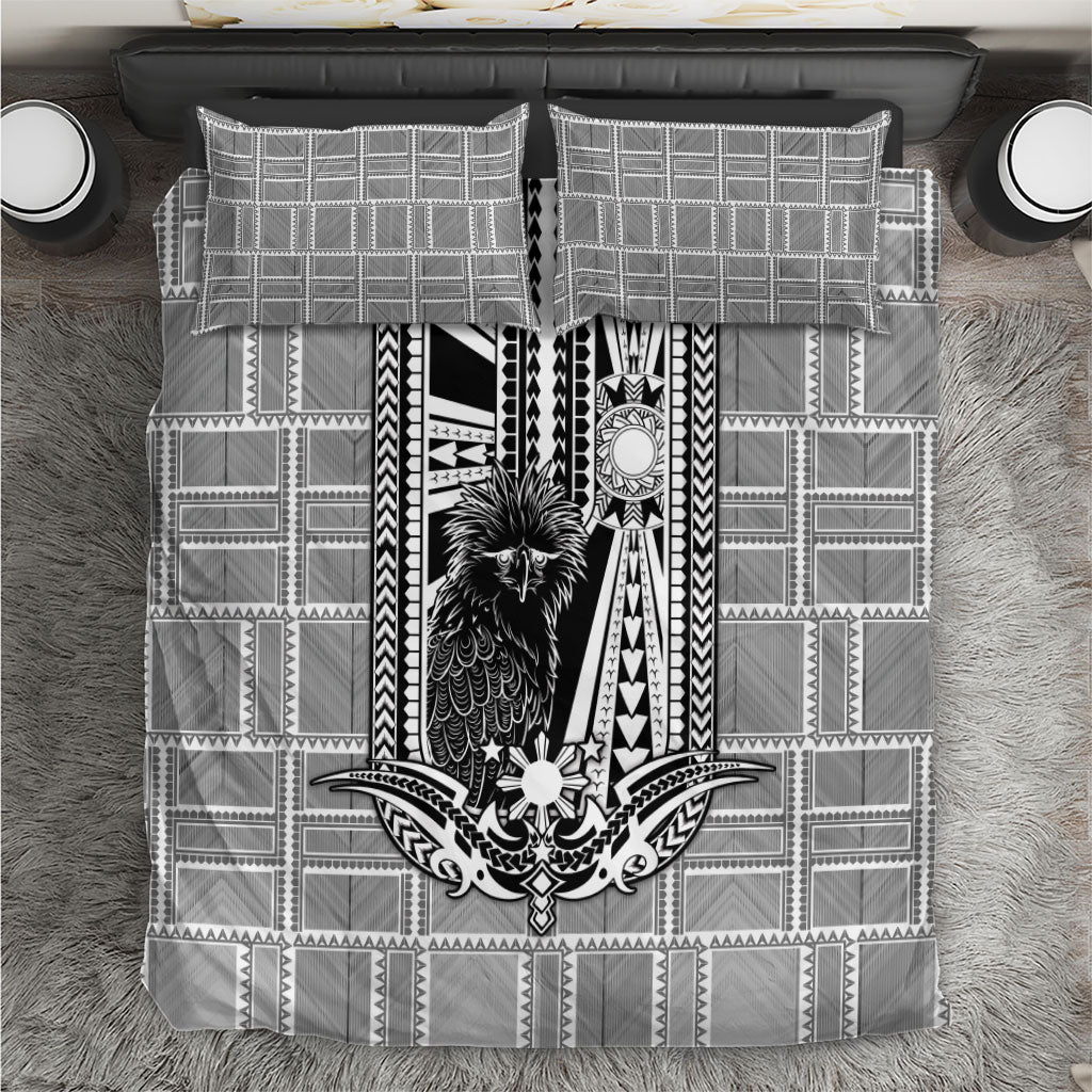 Mabuhay Philippines Festival Bedding Set Philippine Eagle Sun Three Stars Barong Pattern DT05 Gray - Polynesian Pride