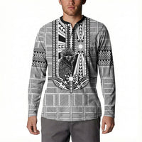 Mabuhay Philippines Festival Button Sweatshirt Philippine Eagle Sun Three Stars Barong Pattern DT05 - Polynesian Pride