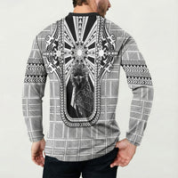 Mabuhay Philippines Festival Button Sweatshirt Philippine Eagle Sun Three Stars Barong Pattern DT05 - Polynesian Pride