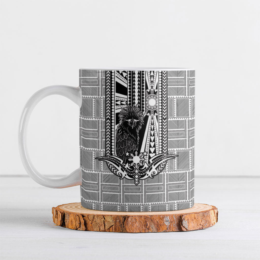 Mabuhay Philippines Festival Ceramic Mug Philippine Eagle Sun Three Stars Barong Pattern DT05 Gray - Polynesian Pride