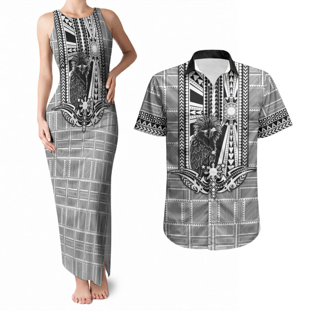 Mabuhay Philippines Festival Couples Matching Tank Maxi Dress and Hawaiian Shirt Philippine Eagle Sun Three Stars Barong Pattern