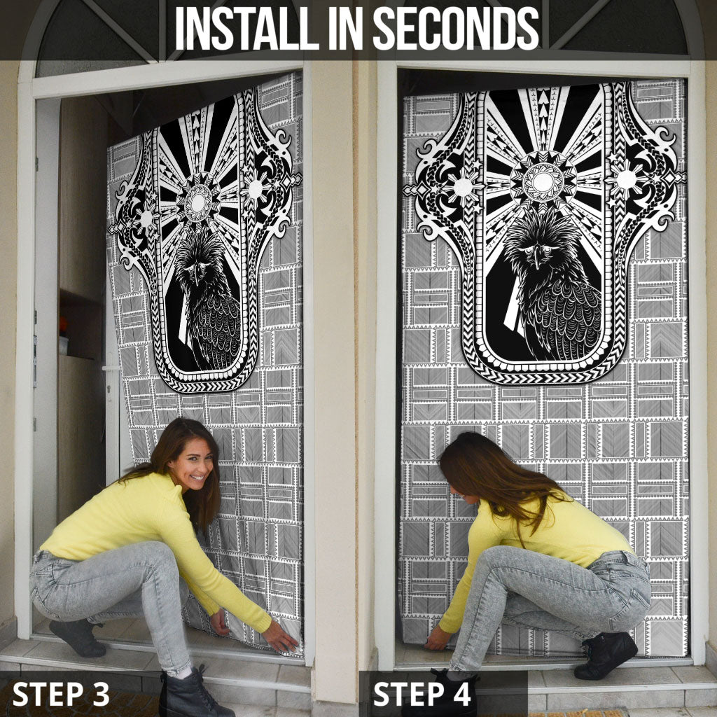 Mabuhay Philippines Festival Door Cover Philippine Eagle Sun Three Stars Barong Pattern DT05 - Polynesian Pride