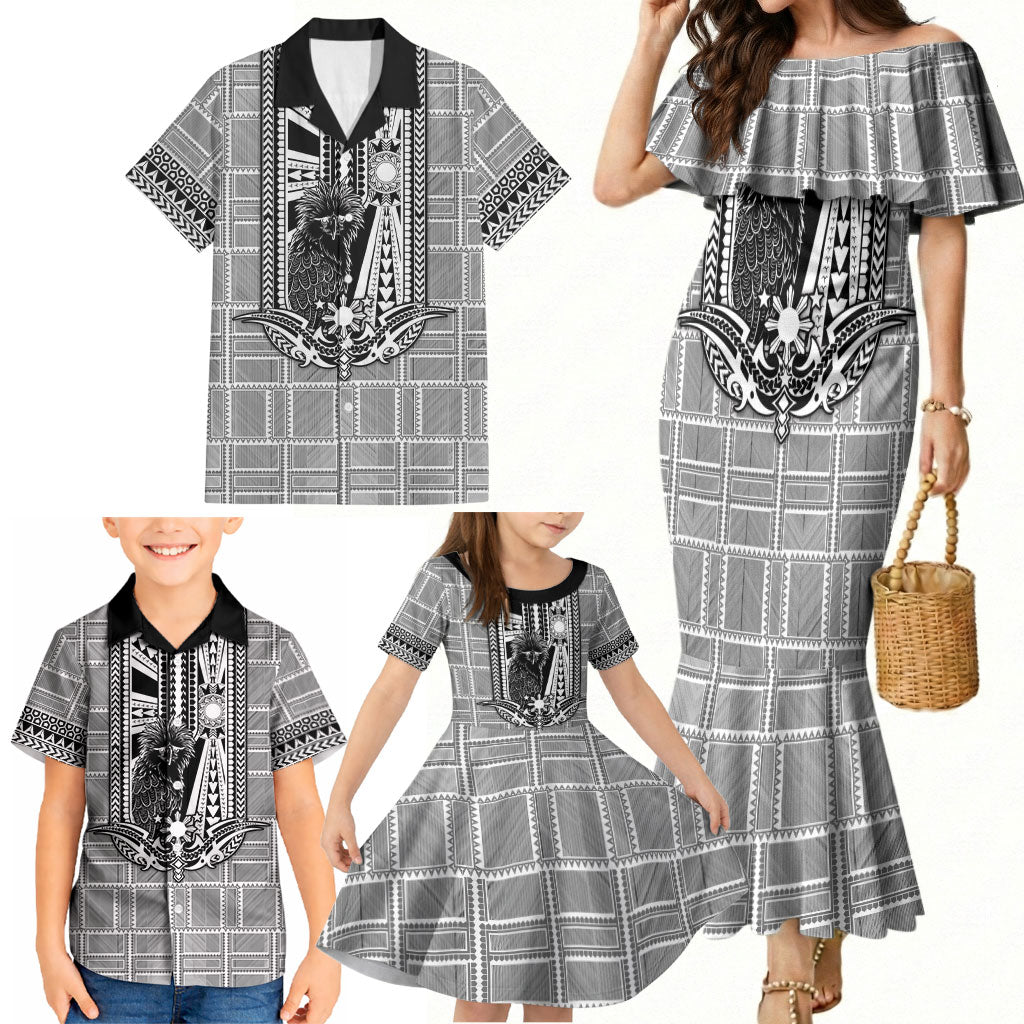 Mabuhay Philippines Festival Family Matching Mermaid Dress and Hawaiian Shirt Philippine Eagle Sun Three Stars Barong Pattern DT05 - Polynesian Pride