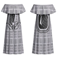 Mabuhay Philippines Festival Family Matching Off Shoulder Maxi Dress and Hawaiian Shirt Philippine Eagle Sun Three Stars Barong Pattern DT05 Mom's Dress Gray - Polynesian Pride