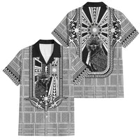 Mabuhay Philippines Festival Family Matching Off Shoulder Maxi Dress and Hawaiian Shirt Philippine Eagle Sun Three Stars Barong Pattern DT05 Dad's Shirt - Short Sleeve Gray - Polynesian Pride