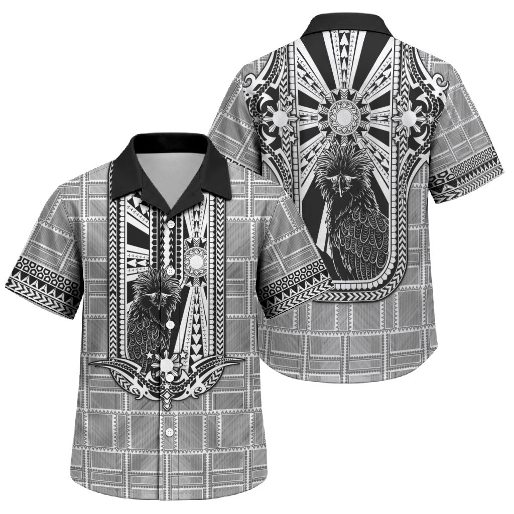 Mabuhay Philippines Festival Family Matching Summer Maxi Dress and Hawaiian Shirt Philippine Eagle Sun Three Stars Barong Pattern DT05 Son's Shirt Gray - Polynesian Pride