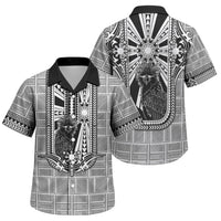 Mabuhay Philippines Festival Family Matching Tank Maxi Dress and Hawaiian Shirt Philippine Eagle Sun Three Stars Barong Pattern DT05 Son's Shirt Gray - Polynesian Pride