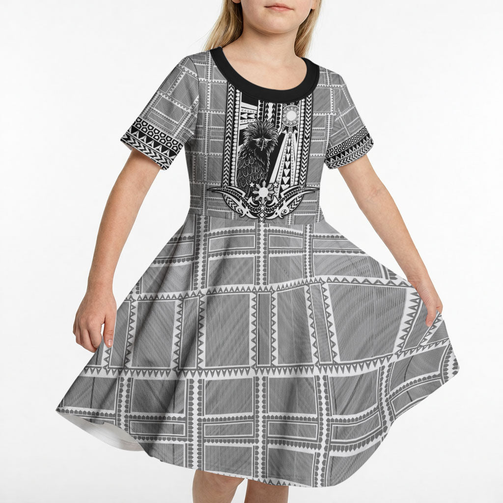 Mabuhay Philippines Festival Kid Short Sleeve Dress Philippine Eagle Sun Three Stars Barong Pattern DT05 - Polynesian Pride