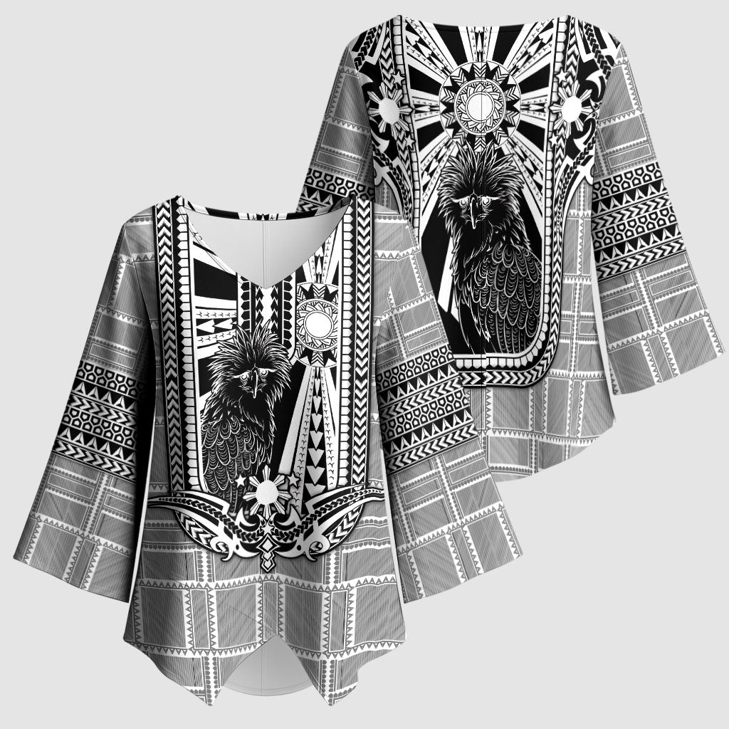 Mabuhay Philippines Festival Kimono Sleeve Blouse Philippine Eagle Sun Three Stars Barong Pattern DT05 - Polynesian Pride