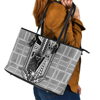 Mabuhay Philippines Festival Leather Tote Bag Philippine Eagle Sun Three Stars Barong Pattern DT05 - Polynesian Pride