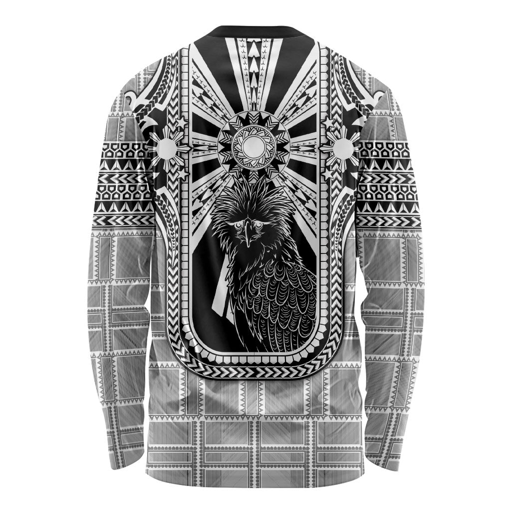 Mabuhay Philippines Festival Long Sleeve Shirt Philippine Eagle Sun Three Stars Barong Pattern DT05 - Polynesian Pride