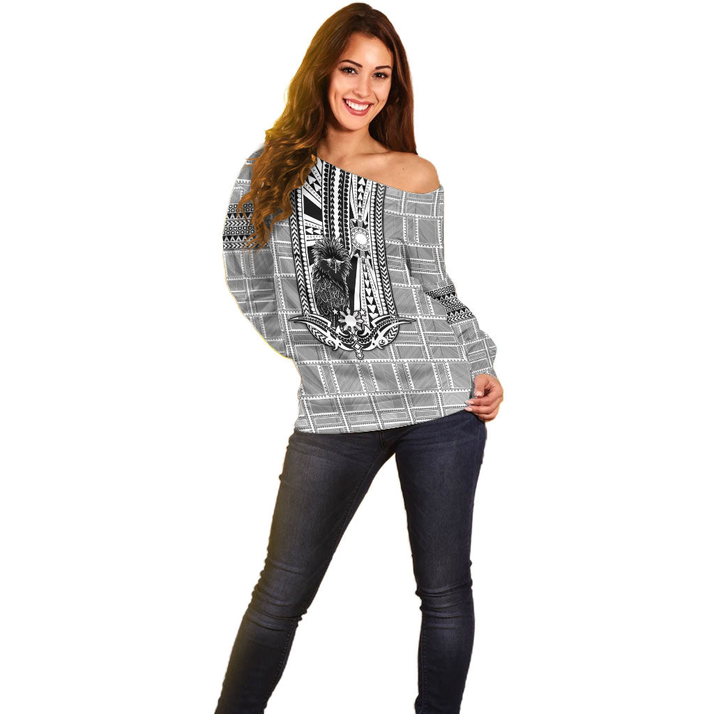 Mabuhay Philippines Festival Off Shoulder Sweater Philippine Eagle Sun Three Stars Barong Pattern DT05 - Polynesian Pride