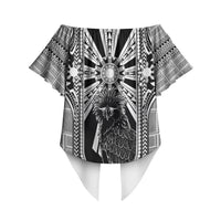 Mabuhay Philippines Festival Off Shoulder Wrap Waist Top Philippine Eagle Sun Three Stars Barong Pattern DT05 - Polynesian Pride