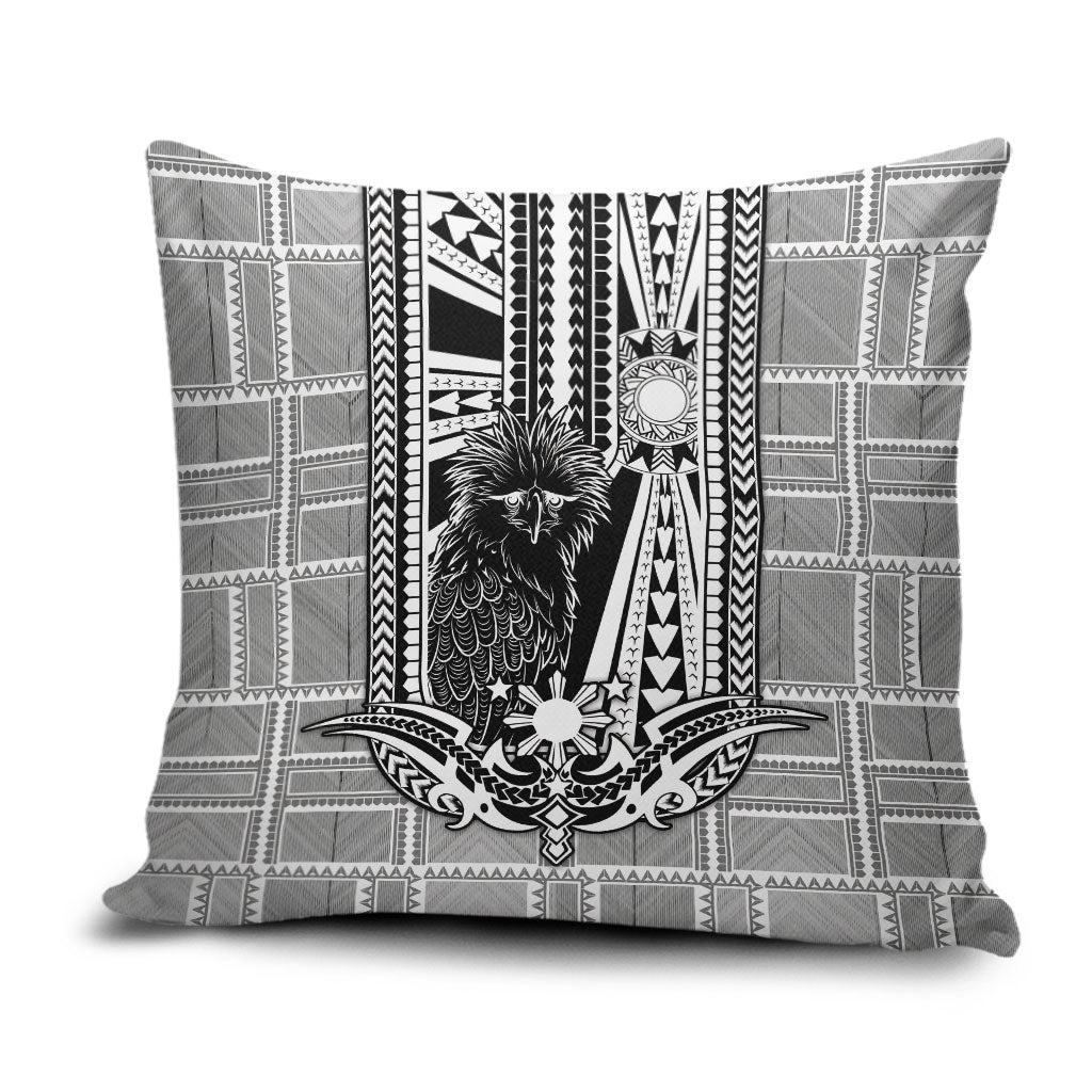 Mabuhay Philippines Festival Pillow Cover Philippine Eagle Sun Three Stars Barong Pattern DT05 Gray - Polynesian Pride