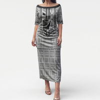 Mabuhay Philippines Festival Puletasi Philippine Eagle Sun Three Stars Barong Pattern DT05 Long Dress Gray - Polynesian Pride