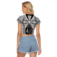 Mabuhay Philippines Festival Raglan Cropped T Shirt Philippine Eagle Sun Three Stars Barong Pattern DT05 - Polynesian Pride