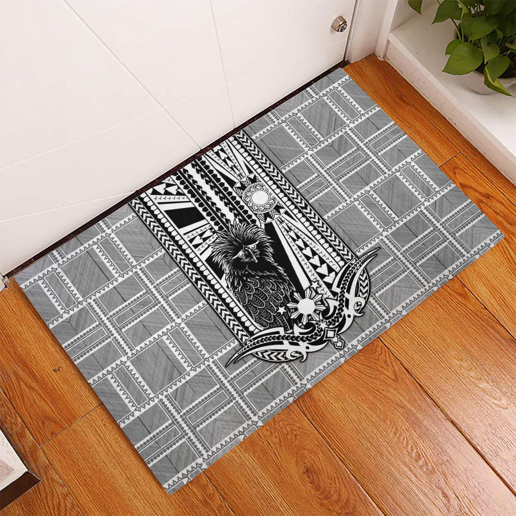Mabuhay Philippines Festival Rubber Doormat Philippine Eagle Sun Three Stars Barong Pattern DT05 - Polynesian Pride
