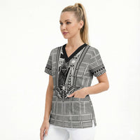 Mabuhay Philippines Festival Scrub Top Philippine Eagle Sun Three Stars Barong Pattern DT05 - Polynesian Pride