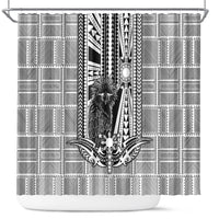 Mabuhay Philippines Festival Shower Curtain Philippine Eagle Sun Three Stars Barong Pattern DT05 Gray - Polynesian Pride
