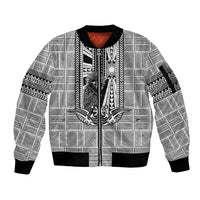 Mabuhay Philippines Festival Sleeve Zip Bomber Jacket Philippine Eagle Sun Three Stars Barong Pattern DT05 Unisex Gray - Polynesian Pride