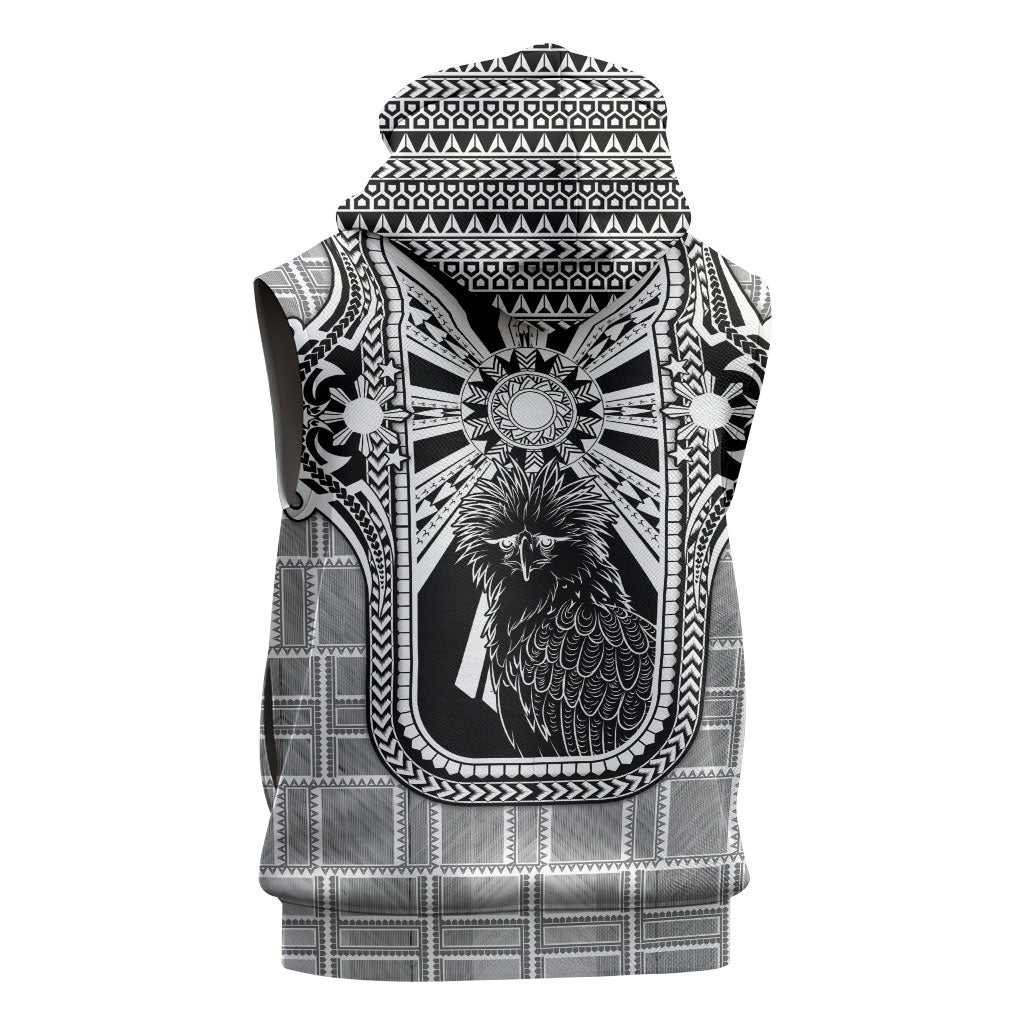 Mabuhay Philippines Festival Sleeveless Zip Hoodie Philippine Eagle Sun Three Stars Barong Pattern DT05 - Polynesian Pride