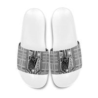 Mabuhay Philippines Festival Slide Sandals Philippine Eagle Sun Three Stars Barong Pattern DT05 Gray - Polynesian Pride