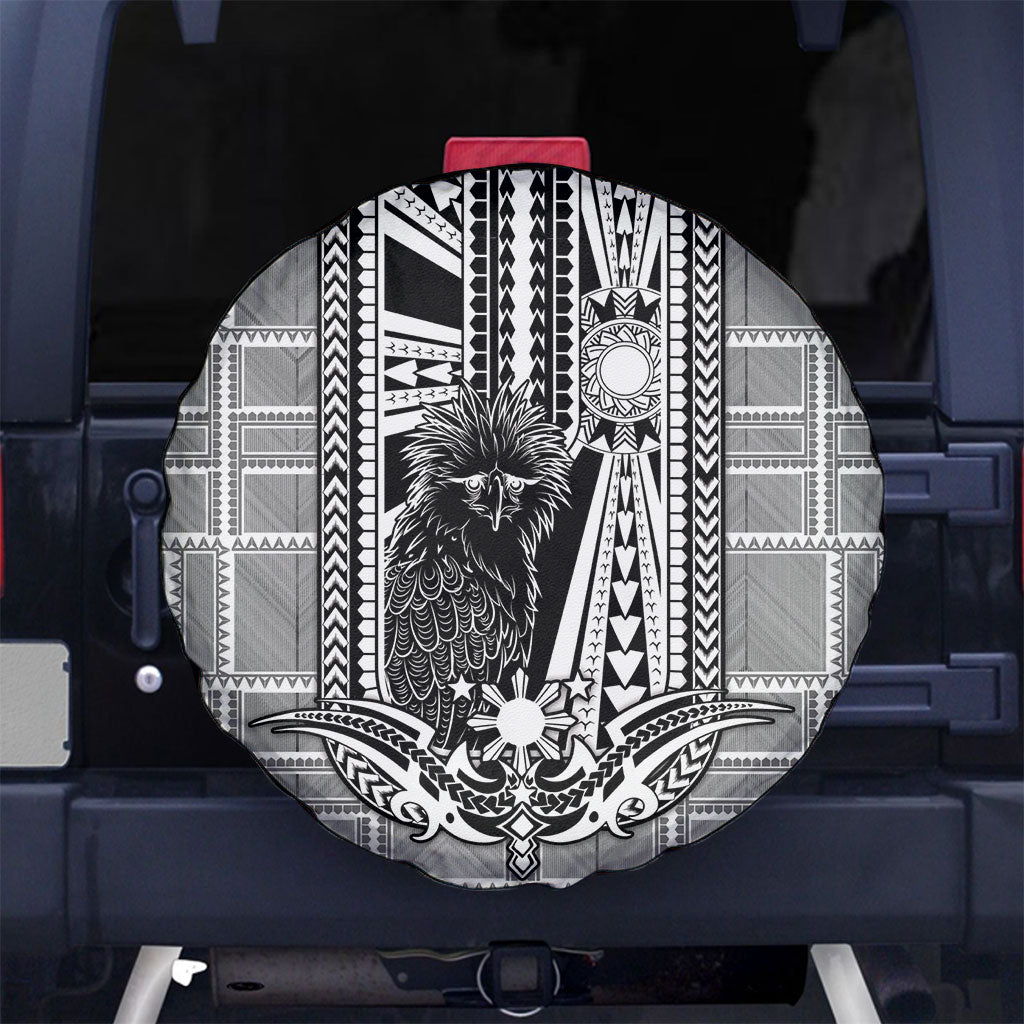 Mabuhay Philippines Festival Spare Tire Cover Philippine Eagle Sun Three Stars Barong Pattern DT05 No hole Gray - Polynesian Pride