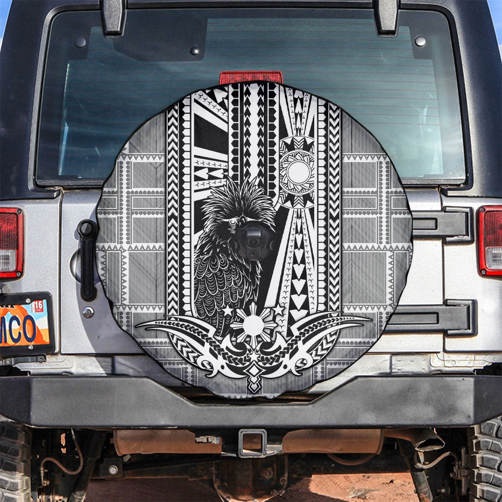 Mabuhay Philippines Festival Spare Tire Cover Philippine Eagle Sun Three Stars Barong Pattern DT05 Gray - Polynesian Pride