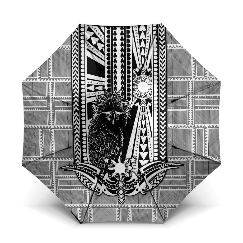 Mabuhay Philippines Festival Umbrella Philippine Eagle Sun Three Stars Barong Pattern DT05 One Size Folded 11.42 inch Opened Diameter 37.4 inch Gray - Polynesian Pride