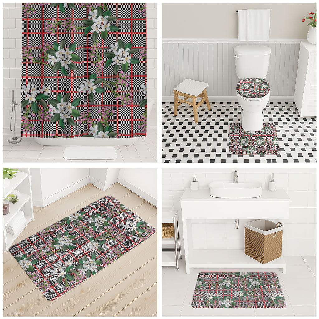 Red Binakol Motifs With Jasminum Sambac Bathroom Set Mabuhay Philippines Festival DT05 - Polynesian Pride