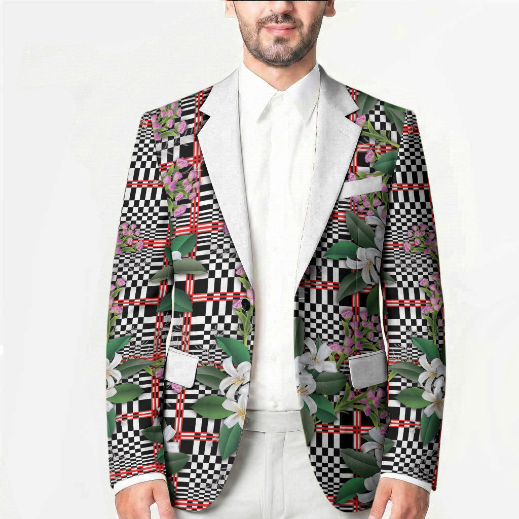 Red Binakol Motifs With Jasminum Sambac Blazer Mabuhay Philippines Festival DT05 - Polynesian Pride
