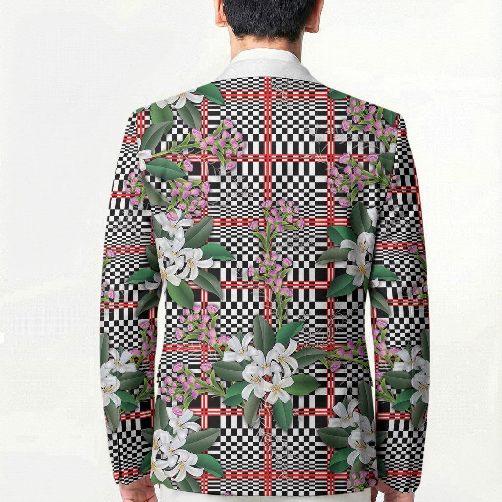 Red Binakol Motifs With Jasminum Sambac Blazer Mabuhay Philippines Festival DT05 - Polynesian Pride
