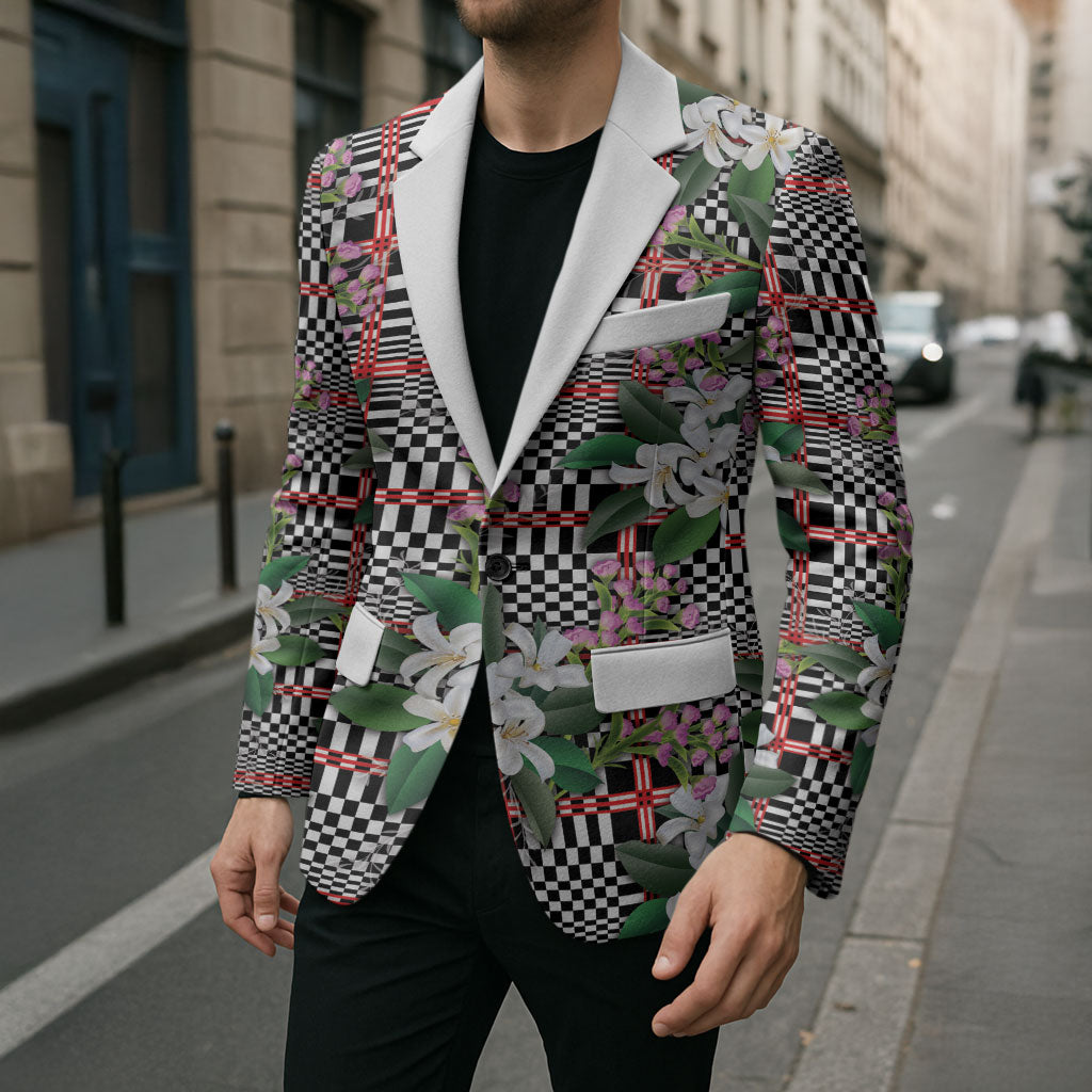 Red Binakol Motifs With Jasminum Sambac Blazer Mabuhay Philippines Festival DT05 - Polynesian Pride