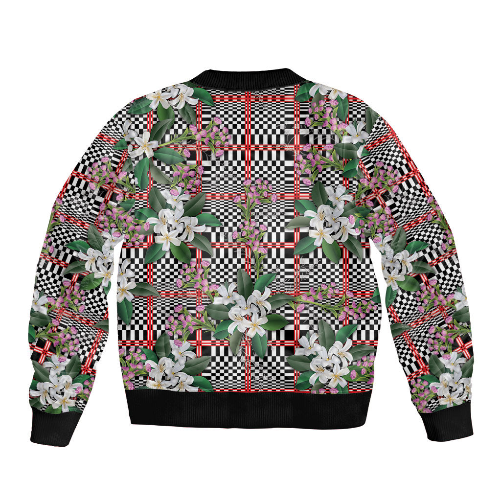 Red Binakol Motifs With Jasminum Sambac Bomber Jacket Mabuhay Philippines Festival DT05 - Polynesian Pride